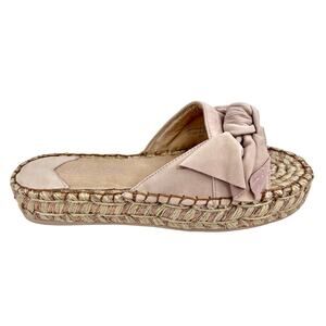 J/Slides Ritsy Espadrille Pink Suede Bow Slides Size 8.5 NWOB